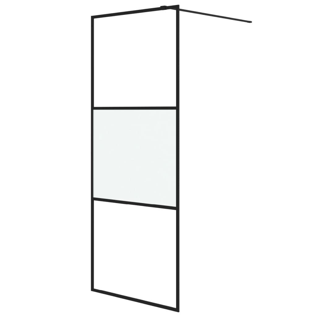 Mampara de ducha vidrio ESG semiesmerilado negro 80x195 cm