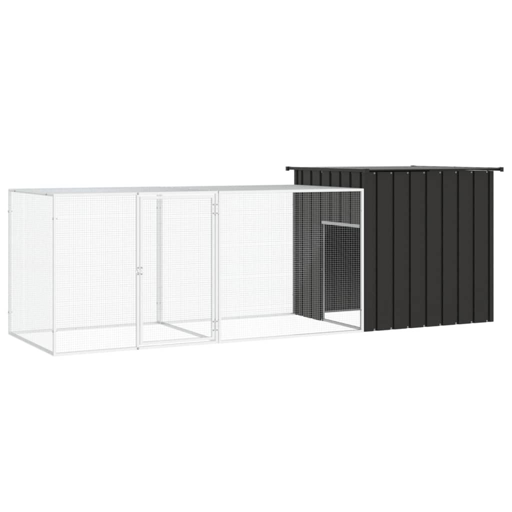 Galvanized Steel Chicken Coop Gray 300x91x100 cm