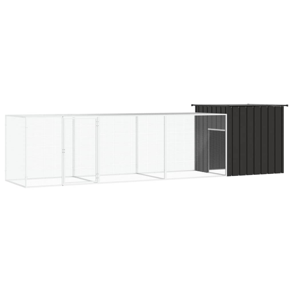 Galvanized Steel Chicken Coop Gray 300x91x100 cm