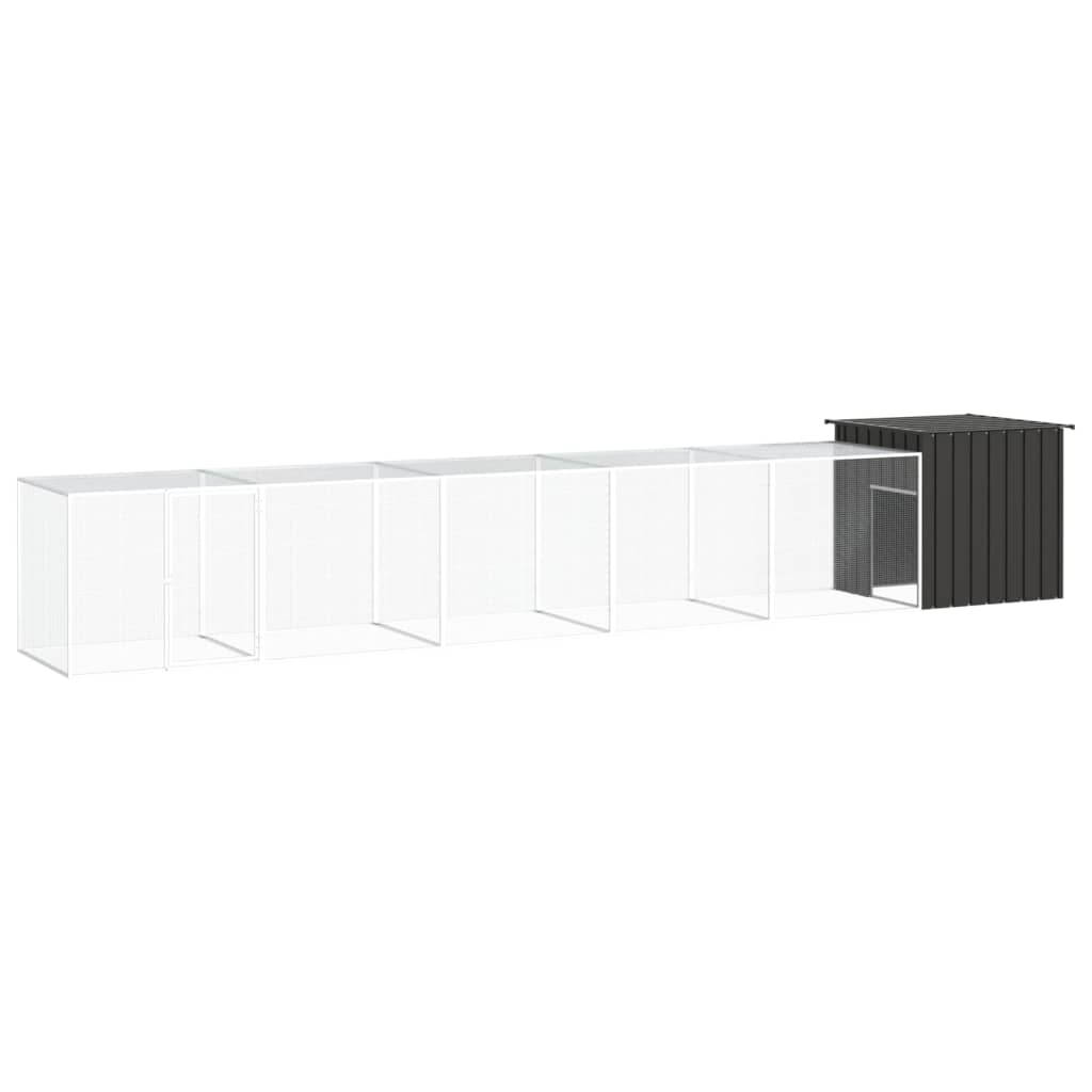 Galvanized Steel Chicken Coop Gray 300x91x100 cm