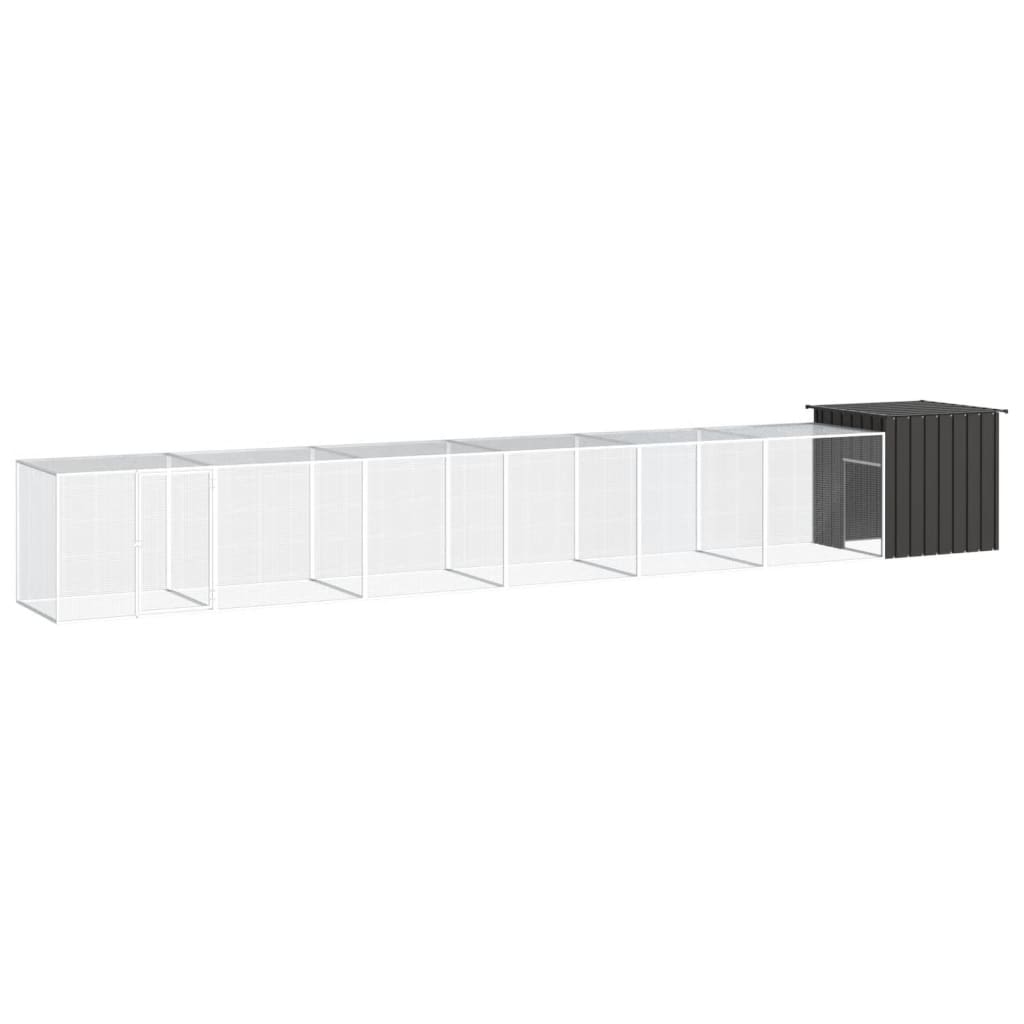Galvanized Steel Chicken Coop Gray 300x91x100 cm