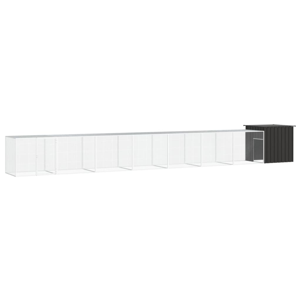 Galvanized Steel Chicken Coop Gray 300x91x100 cm