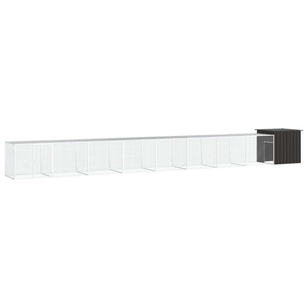 Galvanized Steel Chicken Coop Gray 300x91x100 cm