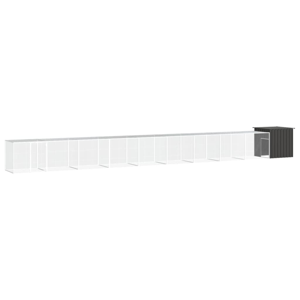 Galvanized Steel Chicken Coop Gray 300x91x100 cm