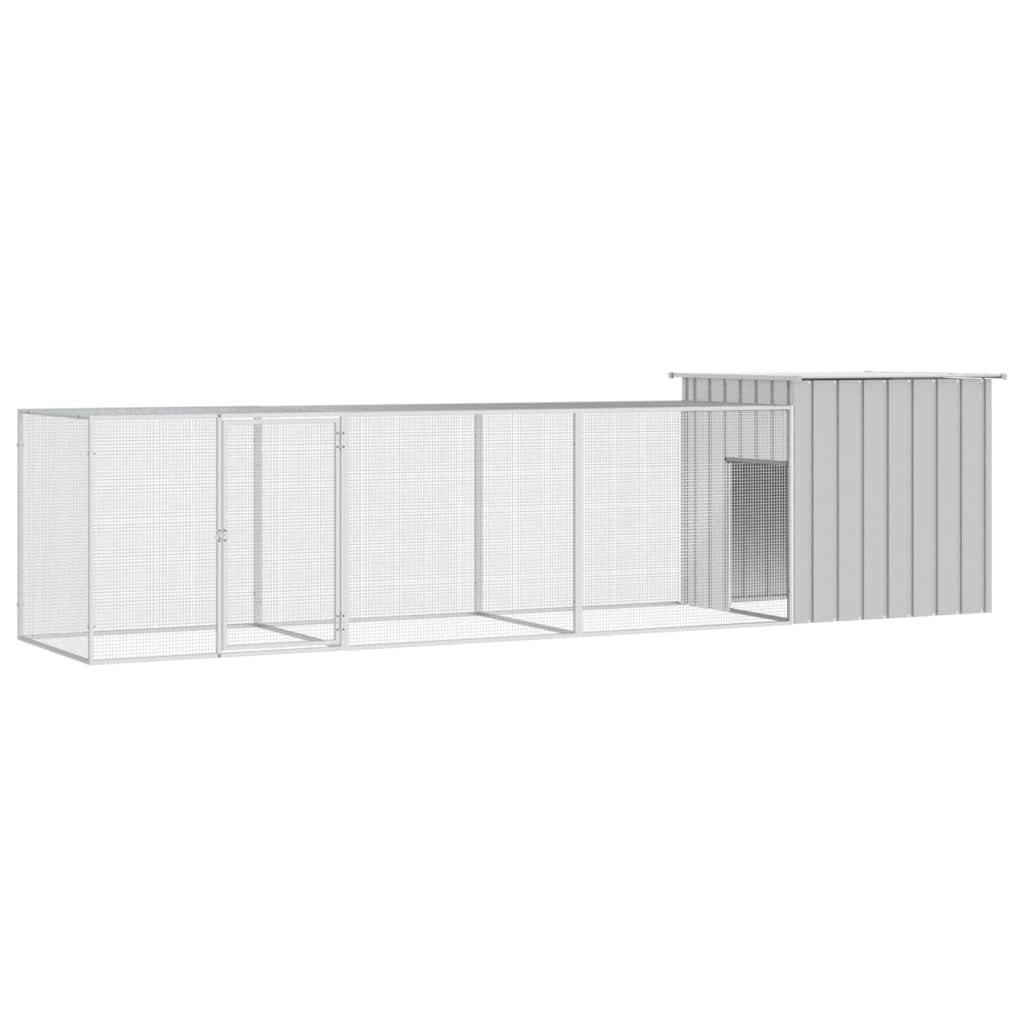 Galvanized Steel Chicken Coop Gray 300x91x100 cm