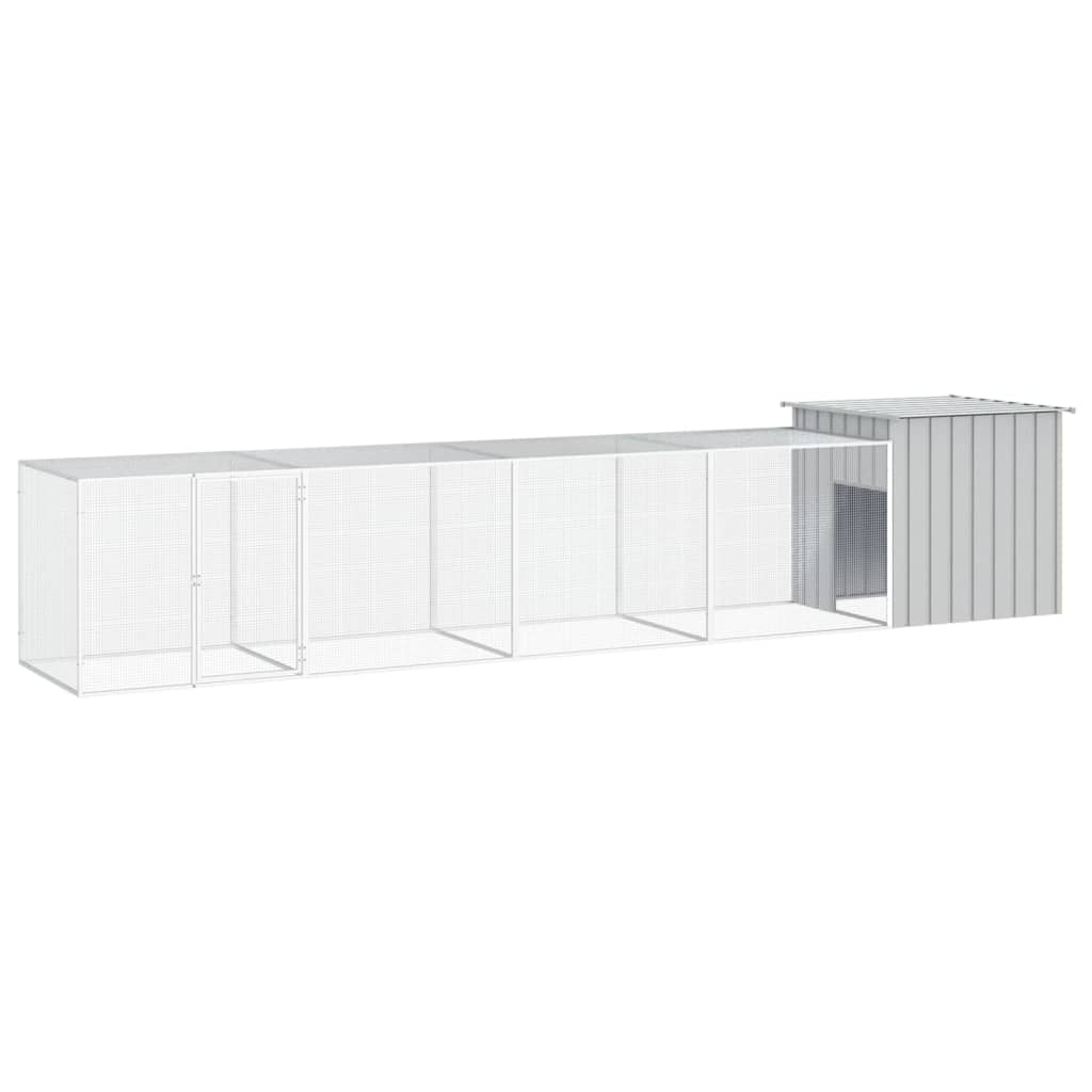 Galvanized Steel Chicken Coop Gray 300x91x100 cm