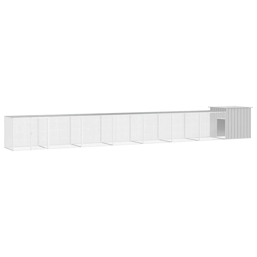 Galvanized Steel Chicken Coop Gray 300x91x100 cm
