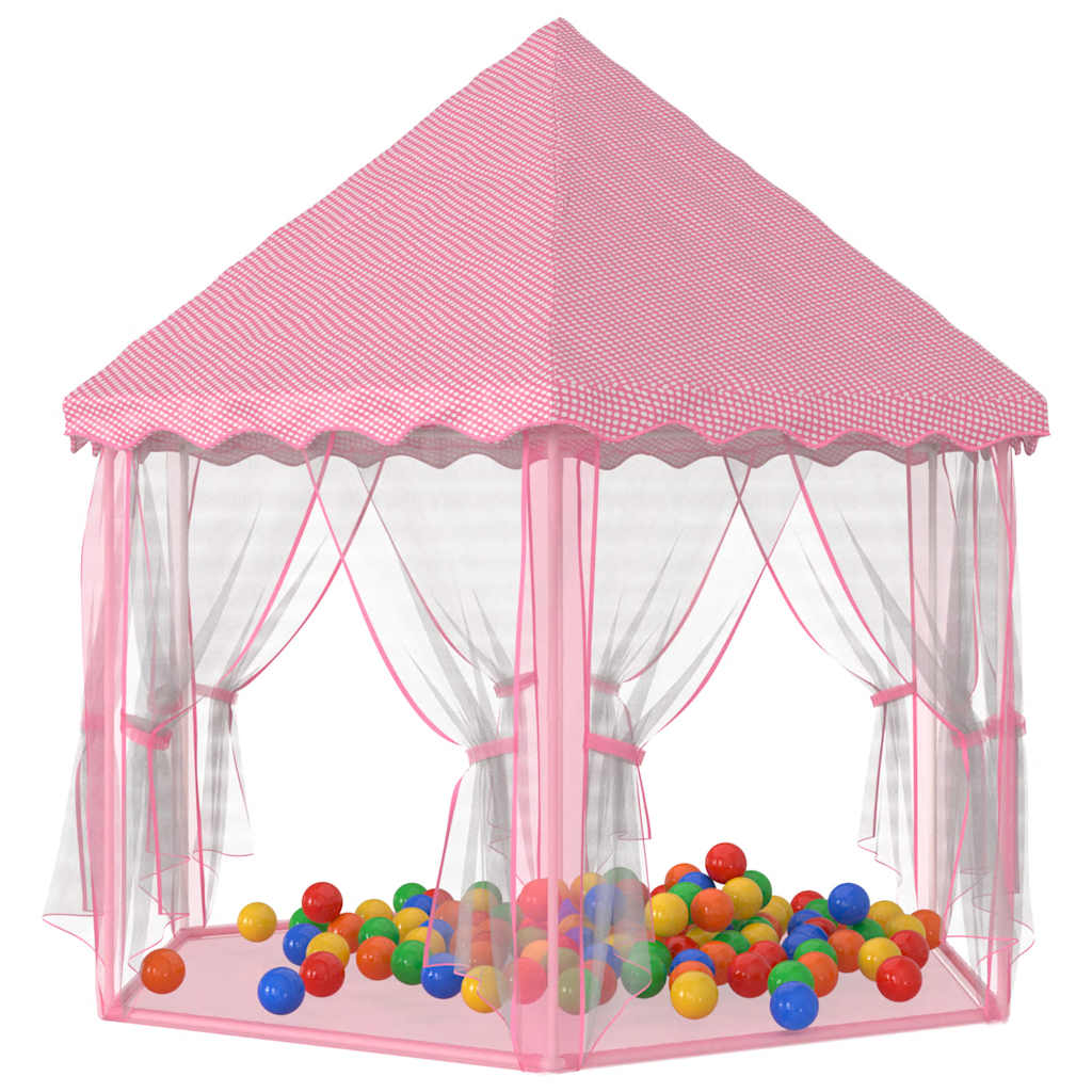 Carpa de juegos de princesa con 250 bolas rosa 133x140 cm
