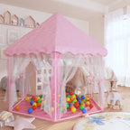 Carpa de juegos de princesa con 250 bolas rosa 133x140 cm