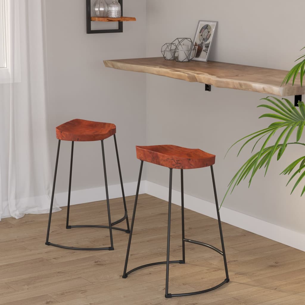 Gavin Bar Stools 2 pcs solid mango wood 45x38x53 cm