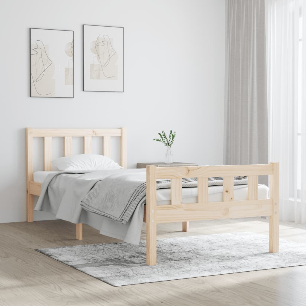 Estructura cama sin colchón madera maciza marrón miel 120x200cm