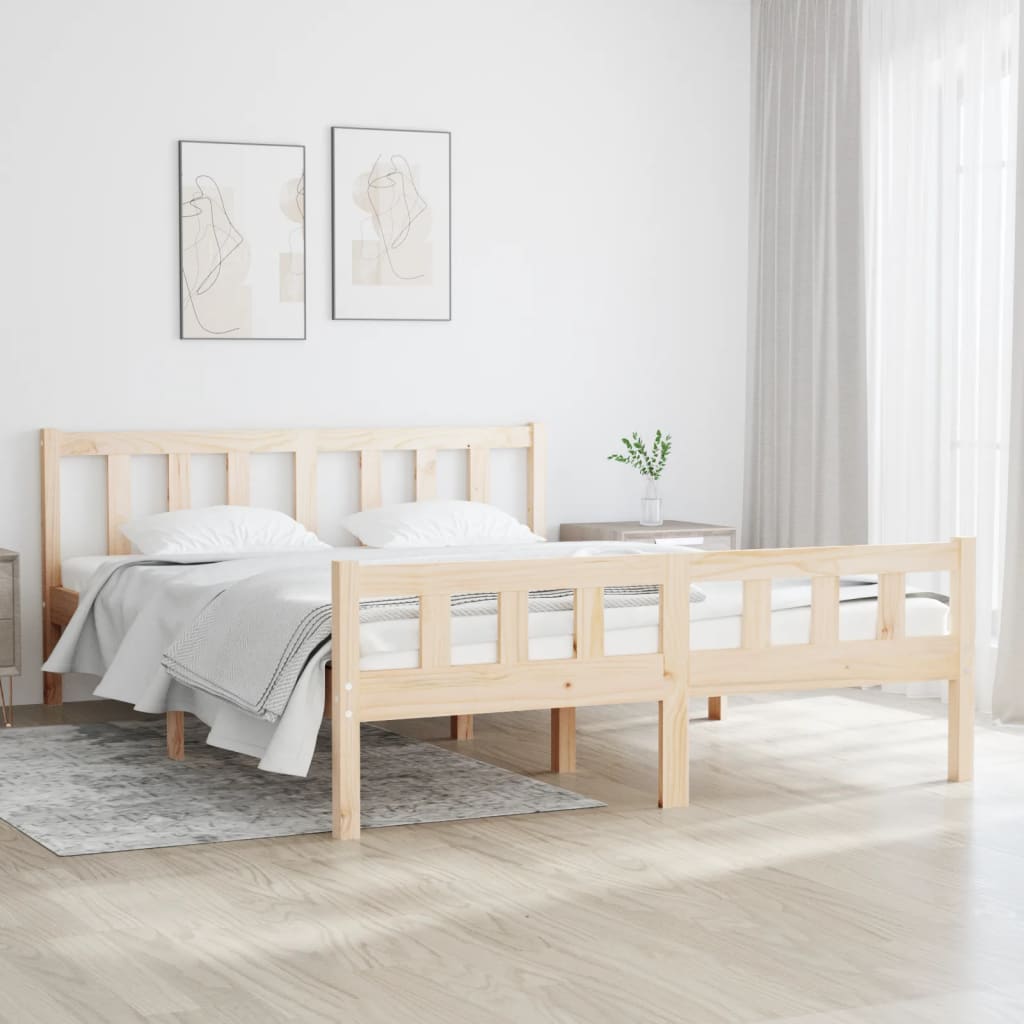 Estructura cama sin colchón madera maciza marrón miel 120x200cm