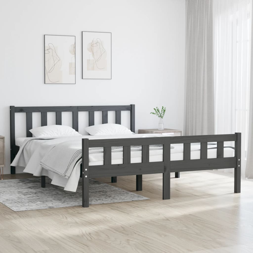 Estructura cama sin colchón madera maciza marrón miel 120x200cm