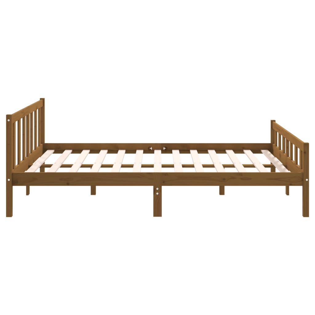Estructura cama sin colchón madera maciza marrón miel 120x200cm