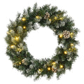 Corona de Navidad con 15 luces LED verde 30 cm