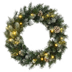 Corona de Navidad con 15 luces LED verde 30 cm