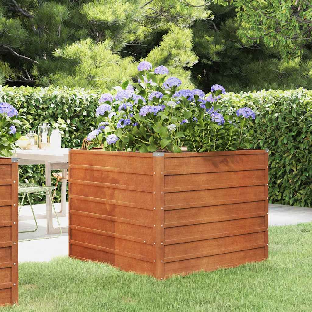 Arriate oxidado de acero corten 100x100x45 cm