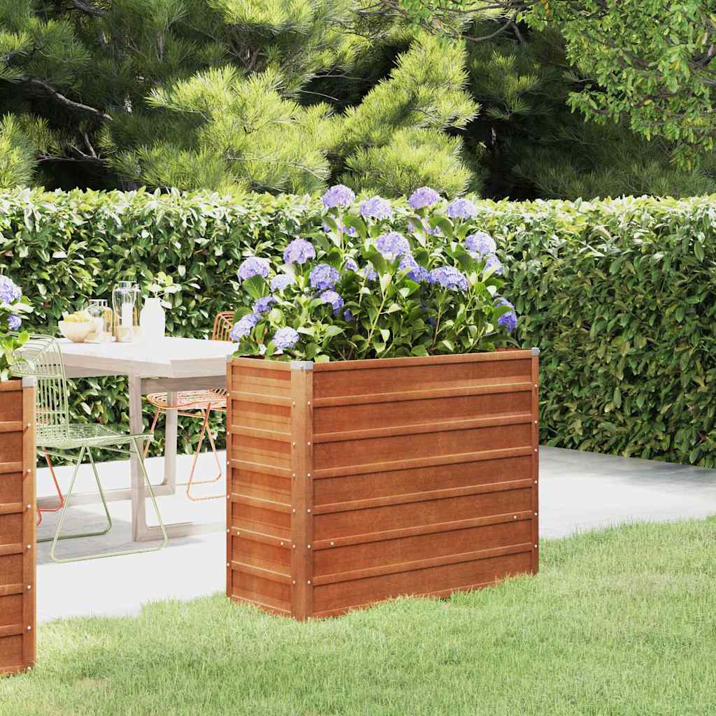Arriate oxidado de acero corten 100x100x45 cm