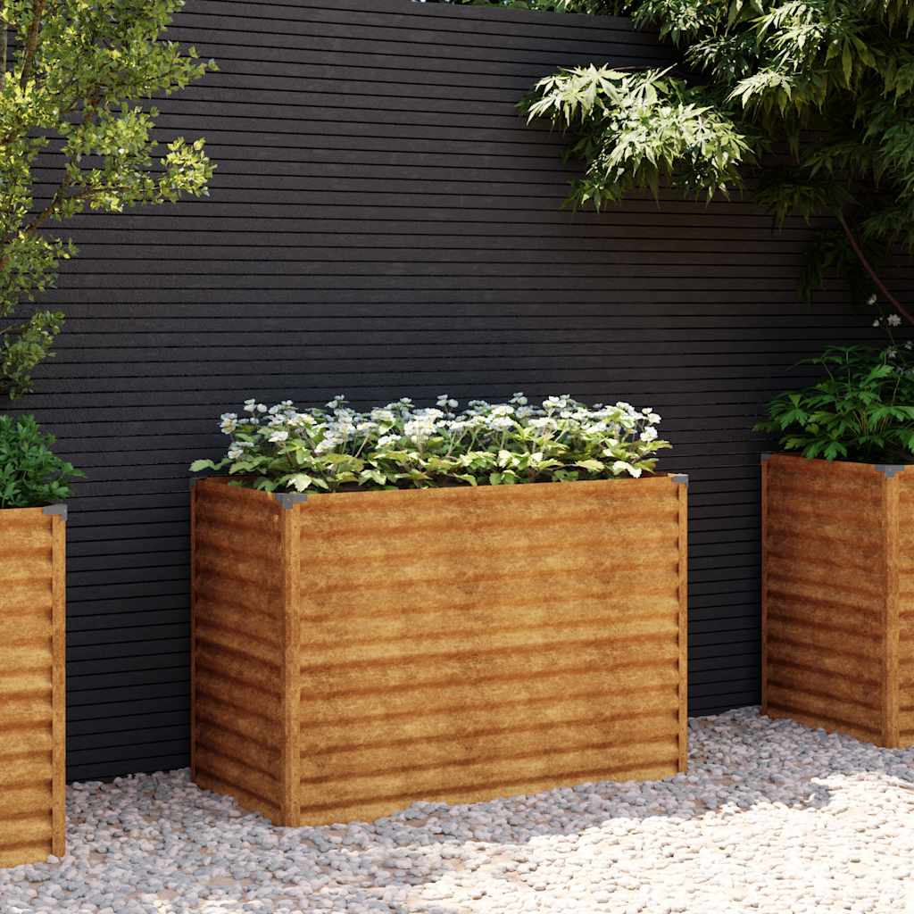 Jardinera elevada 100x50x36 cm de acero corten