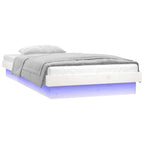 Estructura cama individual LED sin colchón madera maciza blanco