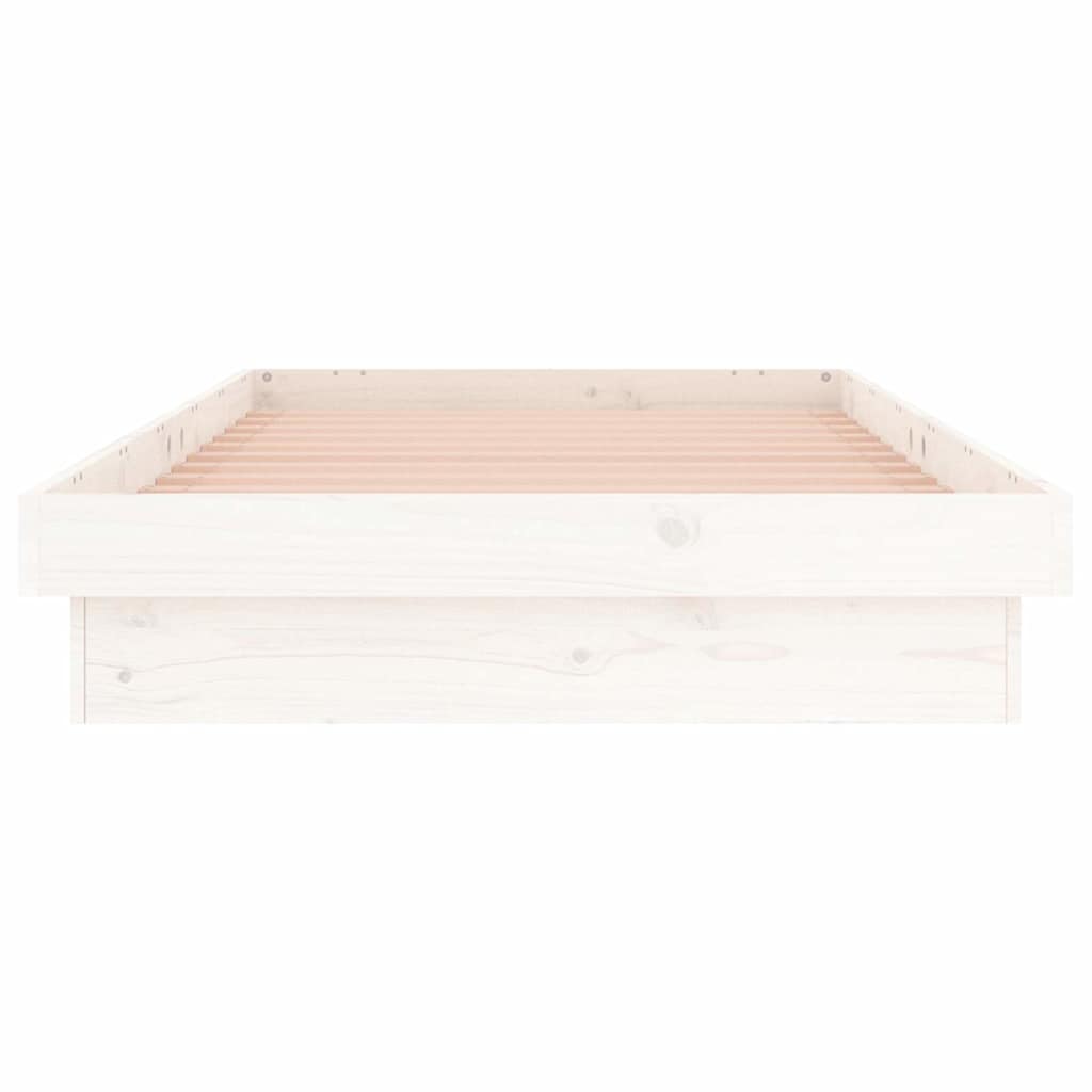 Estructura cama individual LED sin colchón madera maciza blanco