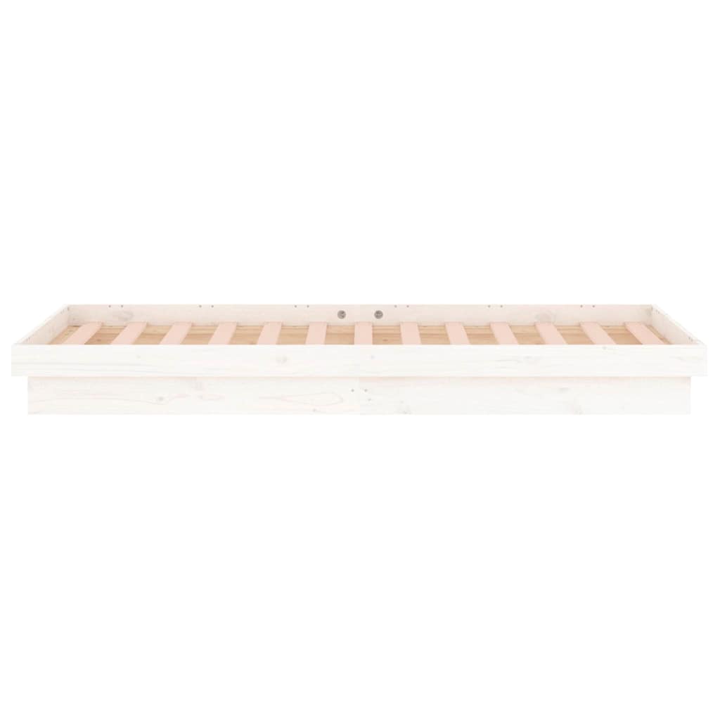 Estructura cama individual LED sin colchón madera maciza blanco