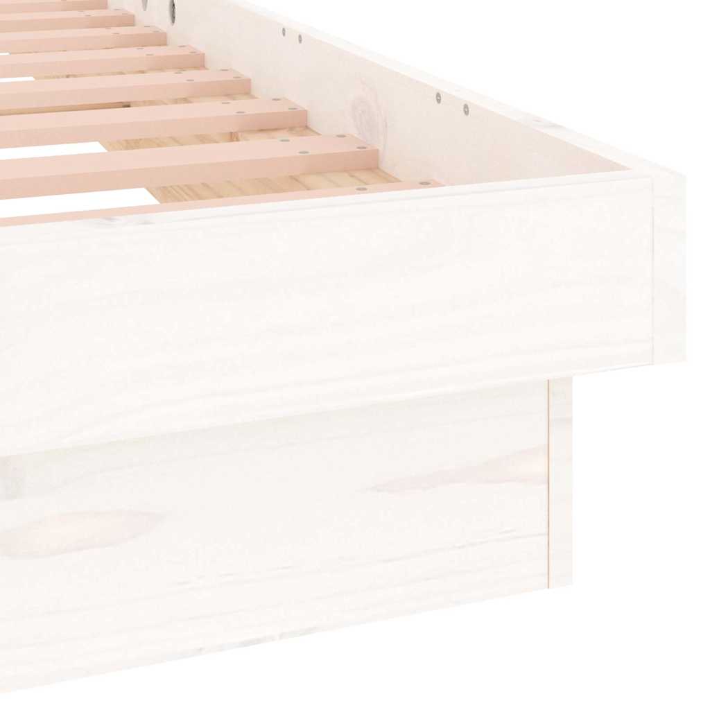 Estructura cama individual LED sin colchón madera maciza blanco