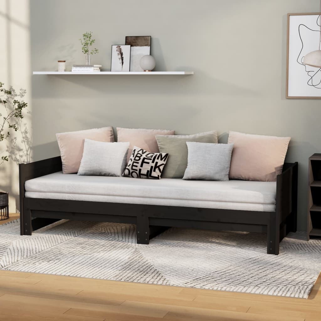 Solid pine pull-out sofa bed 2x(80x200) cm
