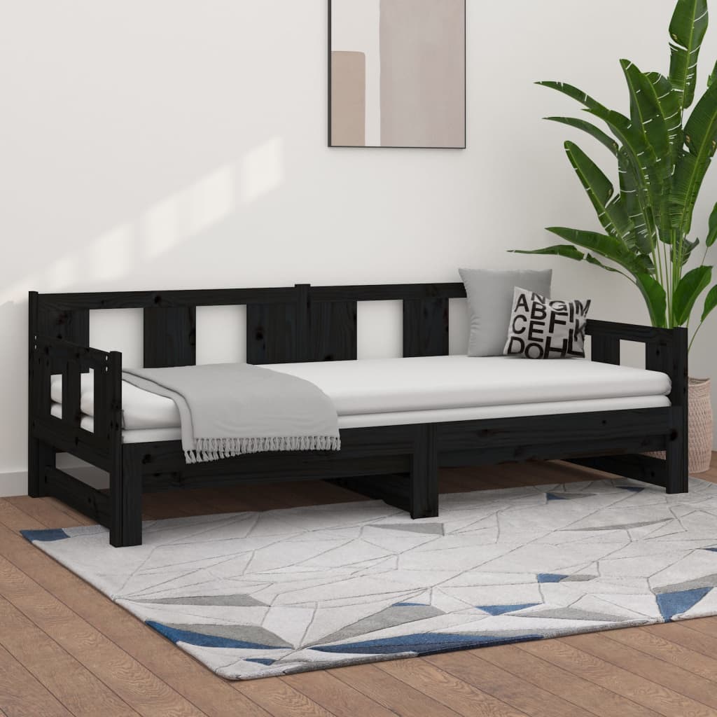 Sofá cama de madera maciza de pino marrón miel 90x190 cm