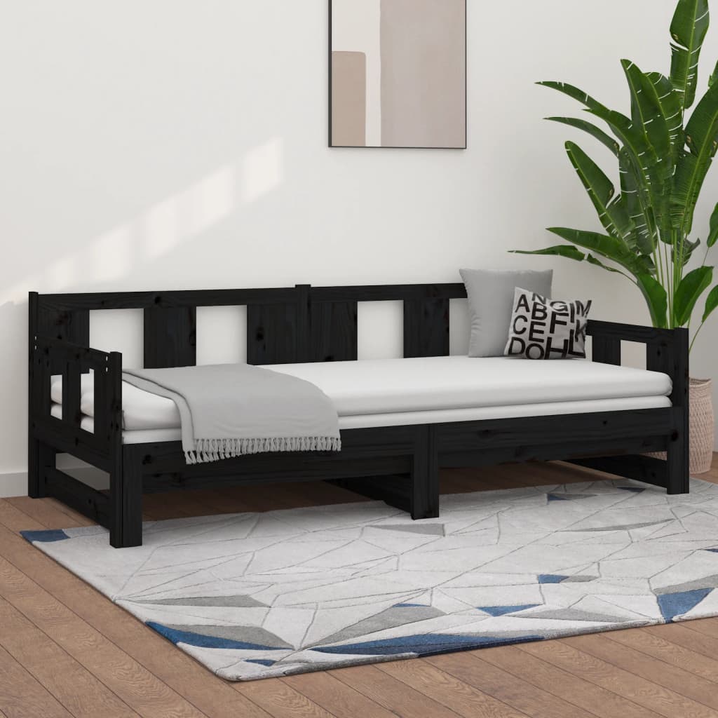 Sofá cama de madera maciza de pino marrón miel 90x190 cm