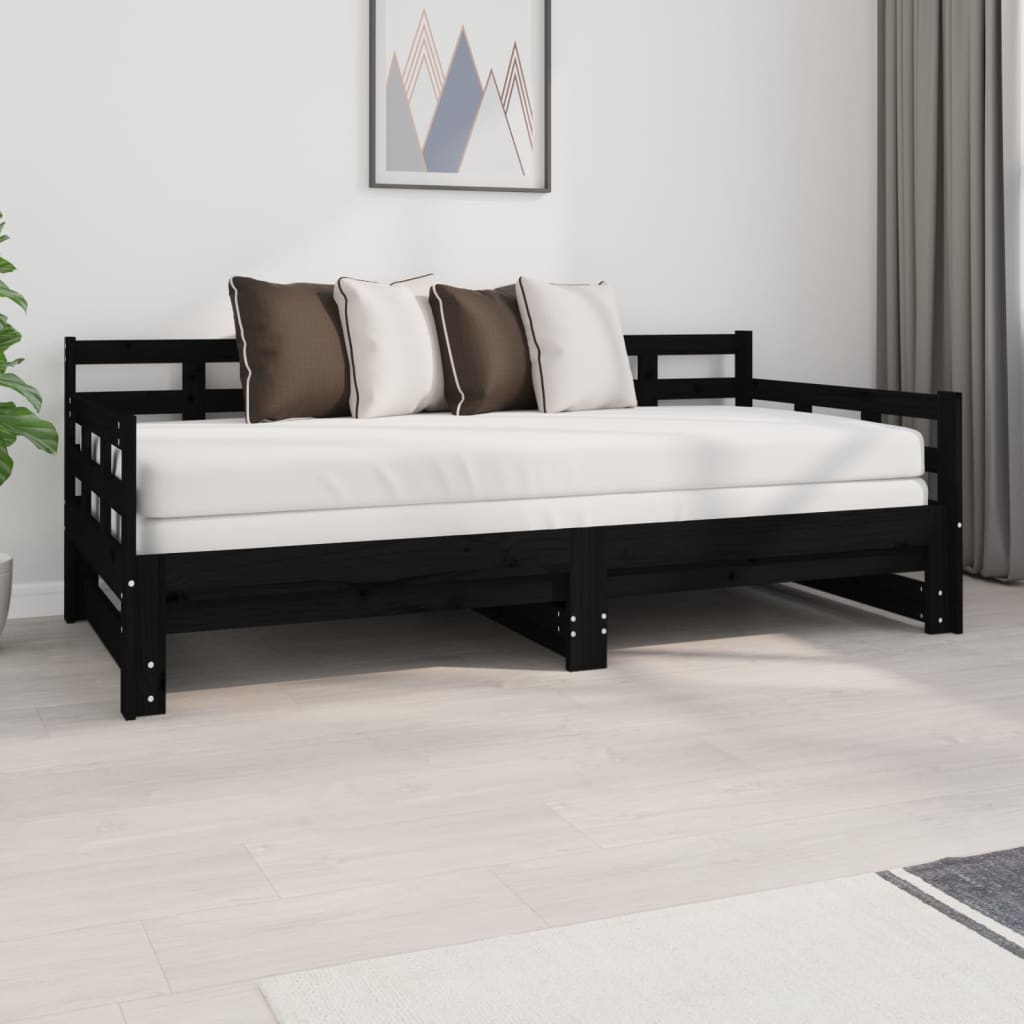 Sofá cama de madera maciza de pino marrón miel 90x190 cm