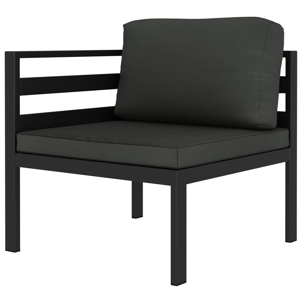 Set muebles de jardín 10 pzas y cojines aluminio gris antracita