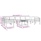 Set muebles de jardín 10 pzas y cojines aluminio gris antracita