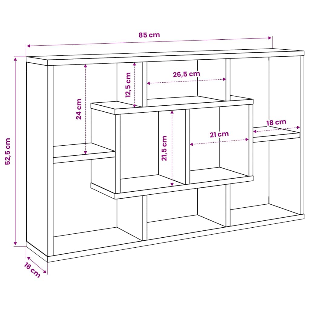 Estantería pared madera ingeniería roble Sonoma 85x16x52,5 cm