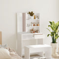 Tocador con espejo blanco brillante 74,5x40x141 cm