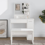 Tocador con espejo blanco 86,5x35x136 cm