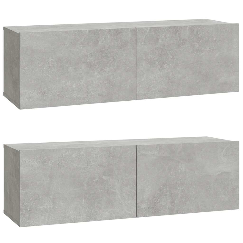 Mueble TV de pared 2 uds madera contrachapada gris 100x30x30cm