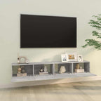 Mueble TV de pared 2 uds madera contrachapada gris 100x30x30cm