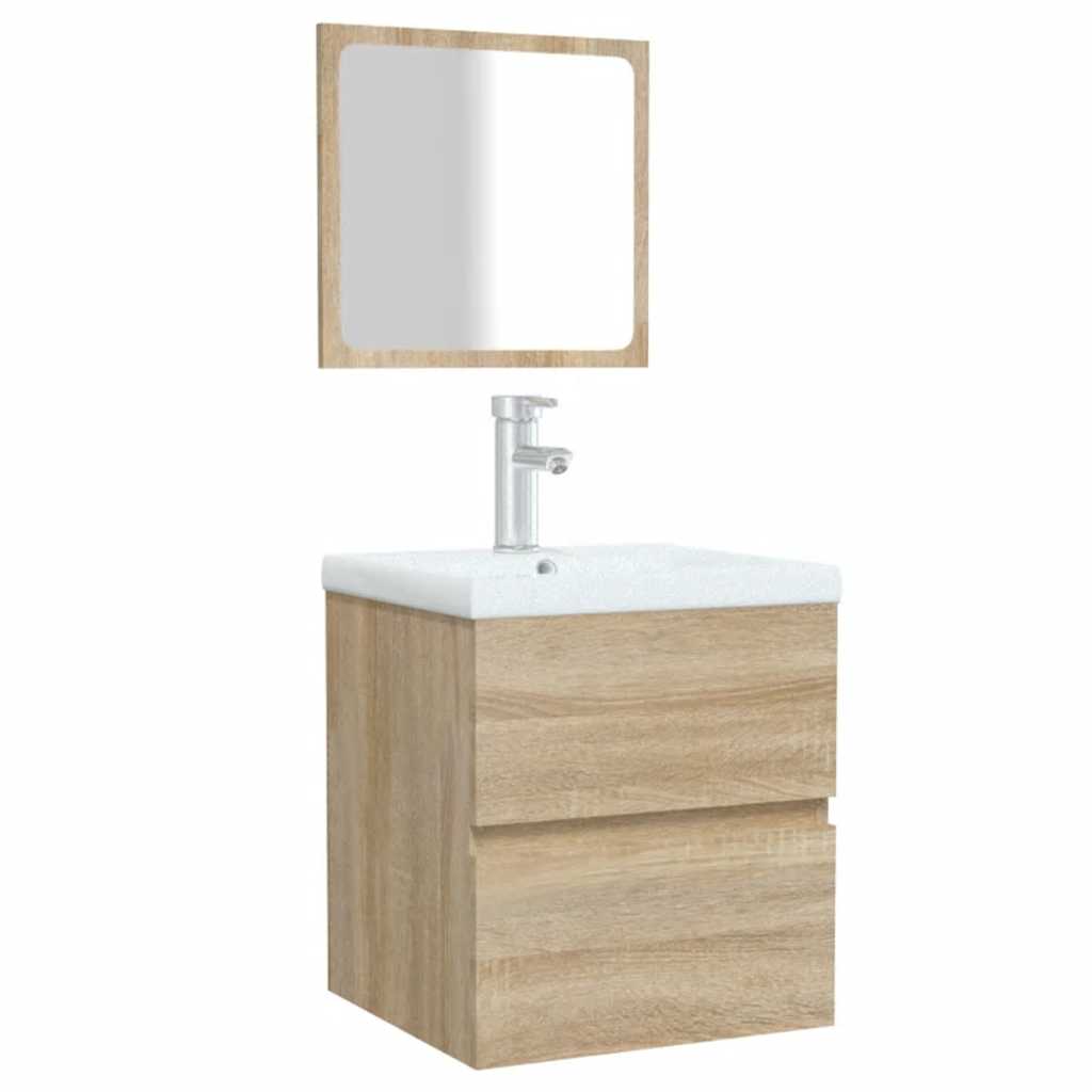 Armario de baño con espejo madera de ingeniería roble Sonoma