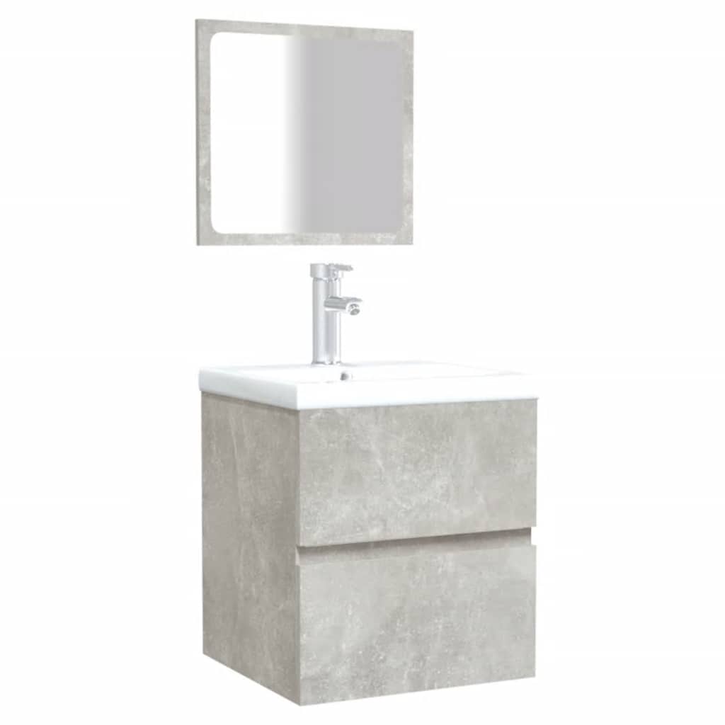 Armario de baño con espejo madera de ingeniería gris hormigón