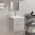 Armario de baño con espejo madera de ingeniería gris hormigón