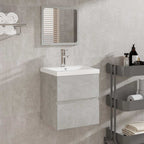 Armario de baño con espejo madera de ingeniería gris hormigón