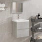 Armario de baño con espejo madera de ingeniería gris hormigón