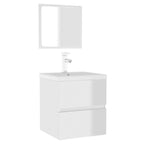 Armario de baño con espejo madera de ingeniería blanco brillo