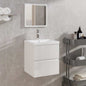 Armario de baño con espejo madera de ingeniería blanco brillo
