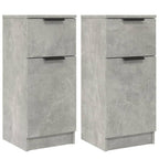 Aparador 2 uds madera contrachapada gris hormigón 30x30x70 cm