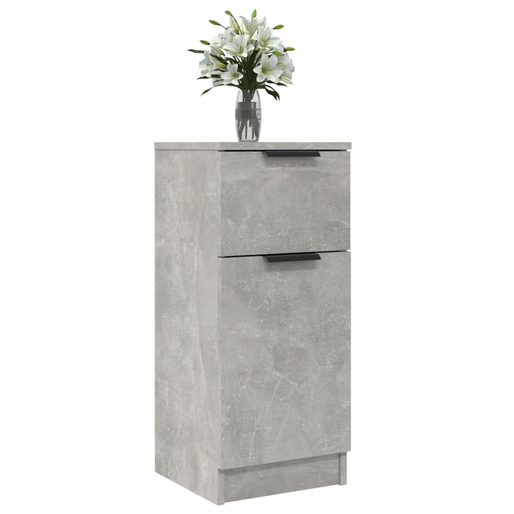 Aparador 2 uds madera contrachapada gris hormigón 30x30x70 cm