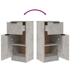 Aparador 2 uds madera contrachapada gris hormigón 30x30x70 cm