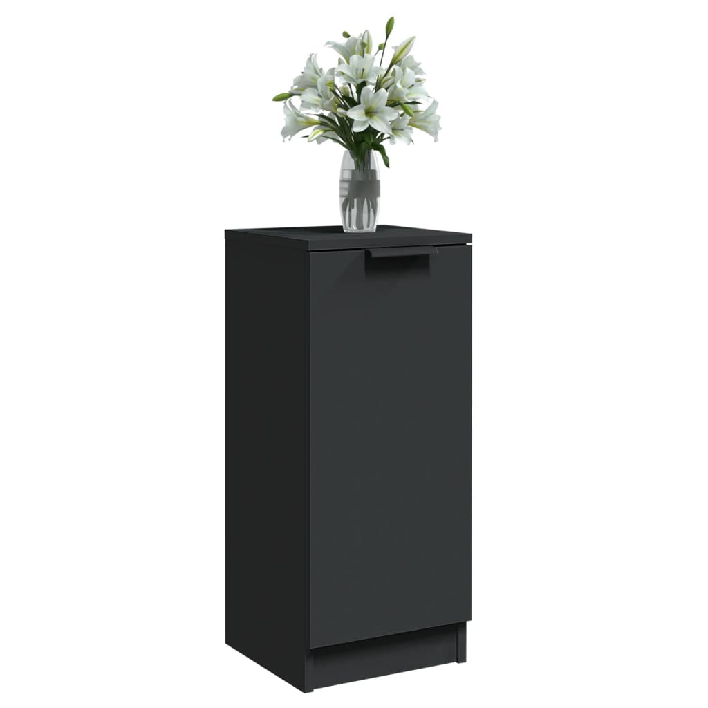 Aparador de madera contrachapada negro 30x30x70 cm