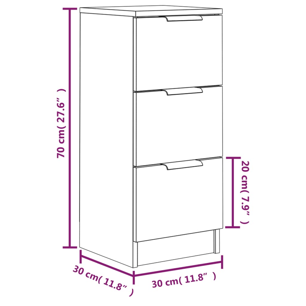 Aparador de madera contrachapada blanco 30x30x70 cm